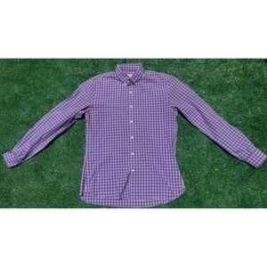 J. Press Mens Purple Plaid Cotton Button‎ Down Shirt Trunk Club Large L